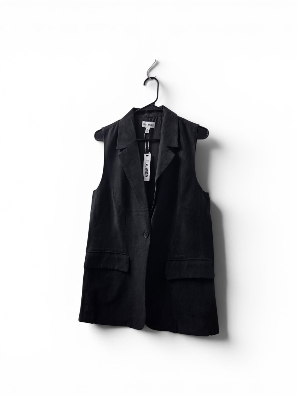 Steve Madden Black Sleeveless Tailored Vest
